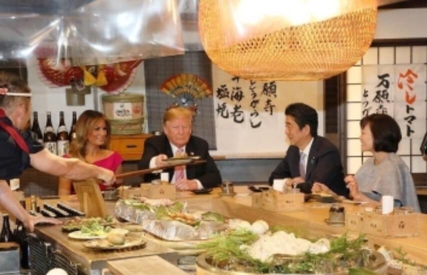 トランプ大統領 安倍首相 夕食会 画像