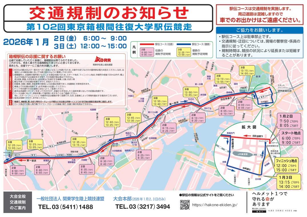 箱根駅伝2026 交通規制 画像