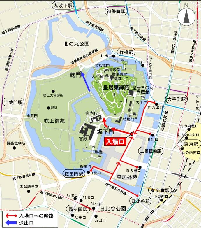 皇居乾通り一般公開　案内図　画像